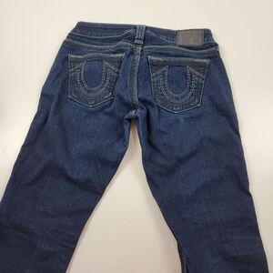 True Relgion Blue Denim Dark Wash Jeans Y2K Straight size 26x33 Made in USA